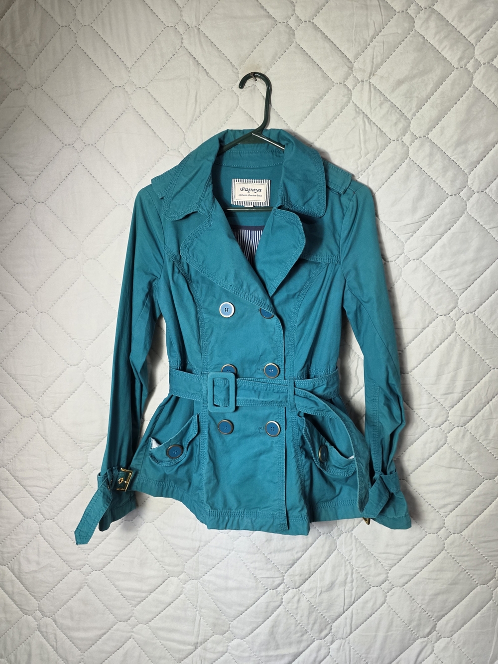 Papaya Woman’s Button down Lightweight Jacket Size S Aqua Y2K